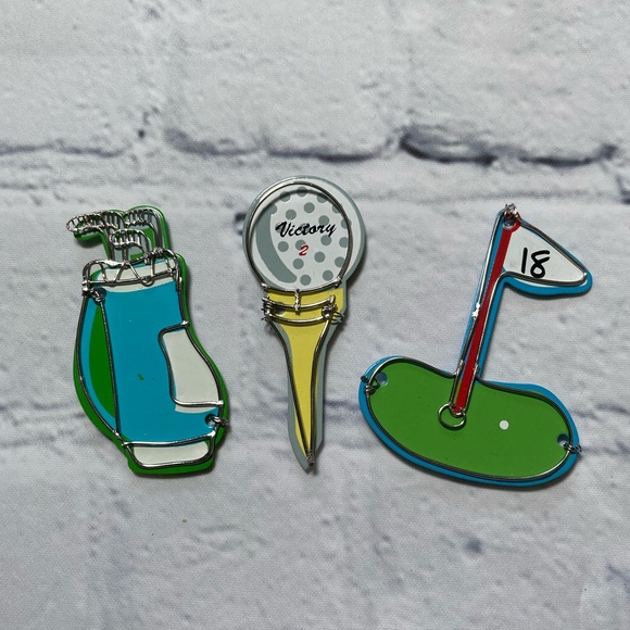 Vintage Golf Theme Refrigerator Magnet's Collectibles Tin Blue Green Bundle - Picture 1 of 14